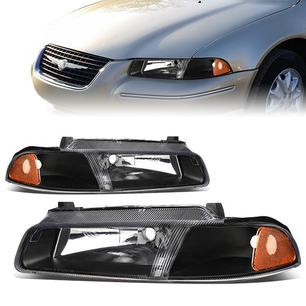 Factory Style Headlights<br>95-00 Chrysler Cirrus Dodge Stratus Plymouth Breeze