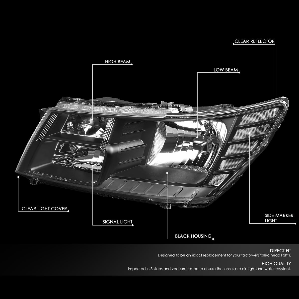 Factory Style Headlights<br>09-19 Dodge Journey