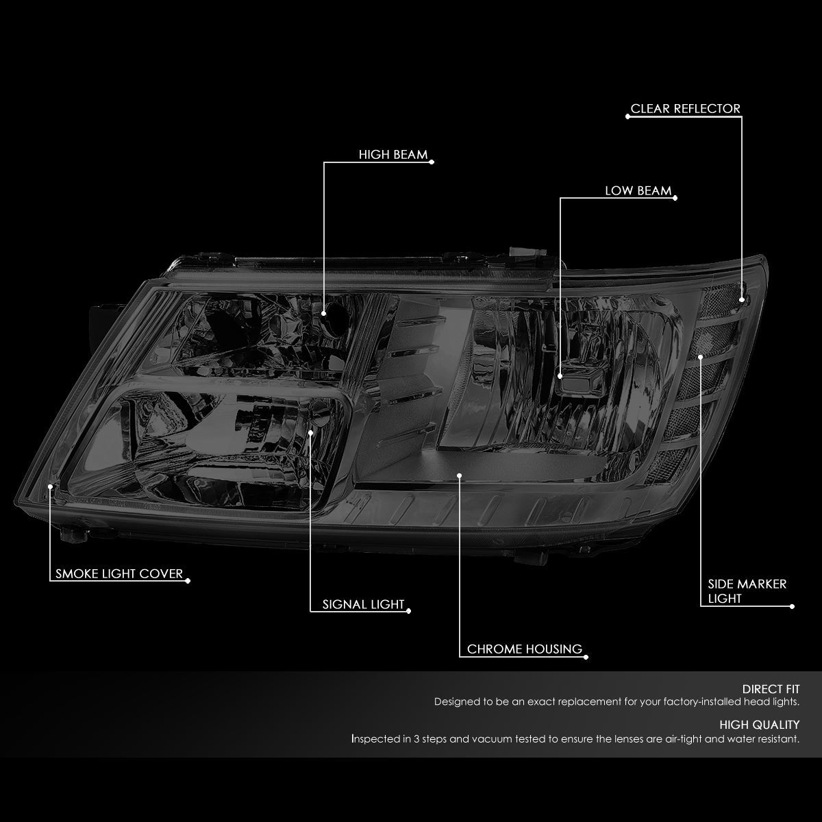 Factory Style Headlights<br>09-19 Dodge Journey