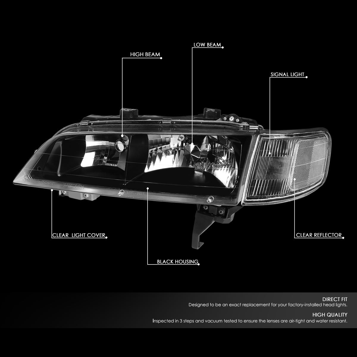 Factory Style Headlights<br>94-97 Honda Accord