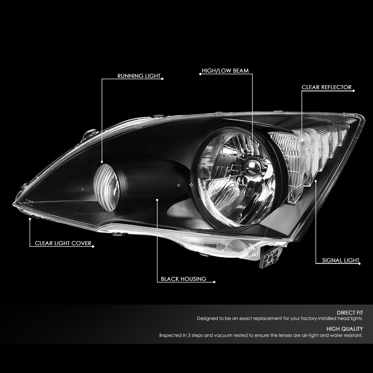 Factory Style Headlights <br>07-11 Honda CRV