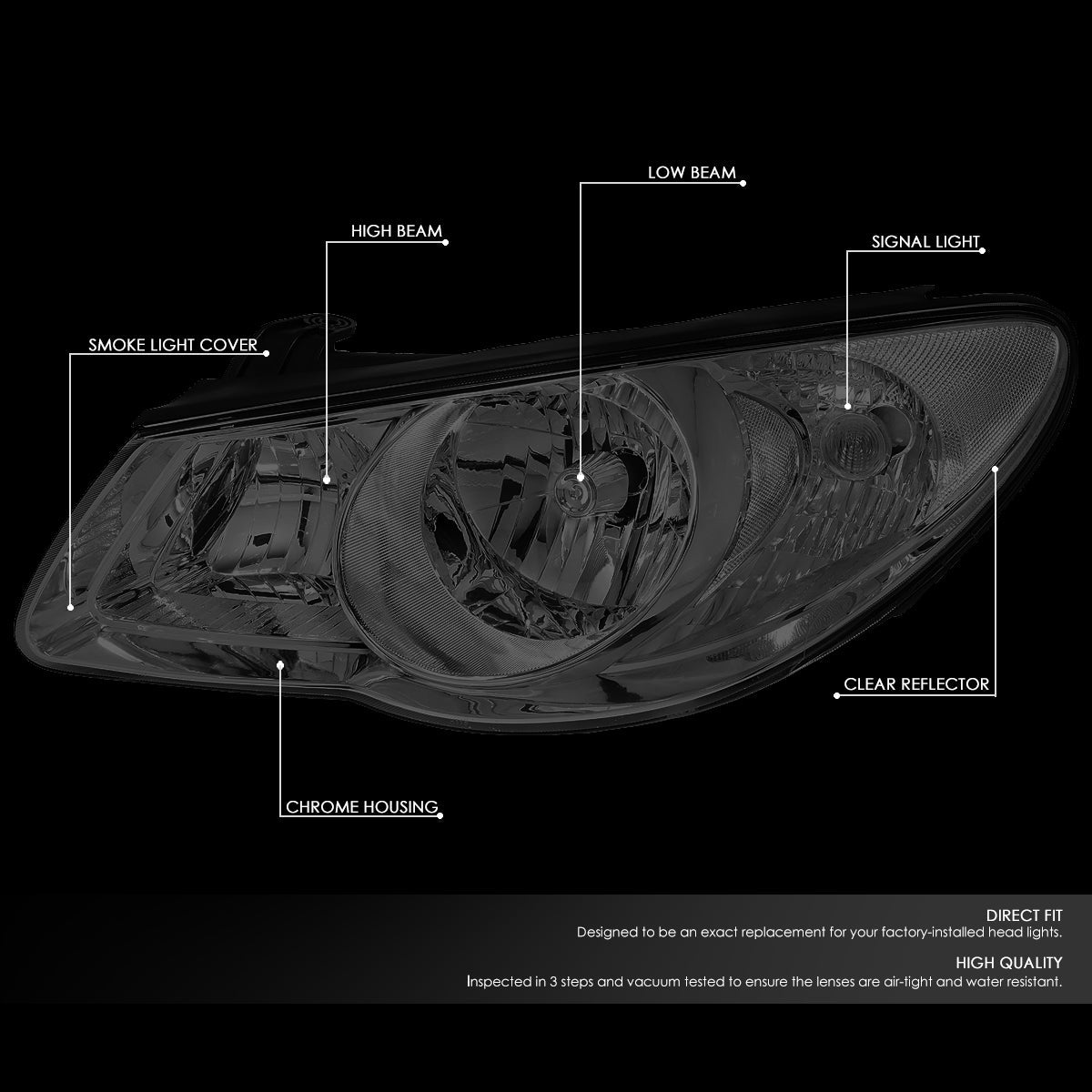 Factory Style Headlights<br>07-09 Hyundai Elantra