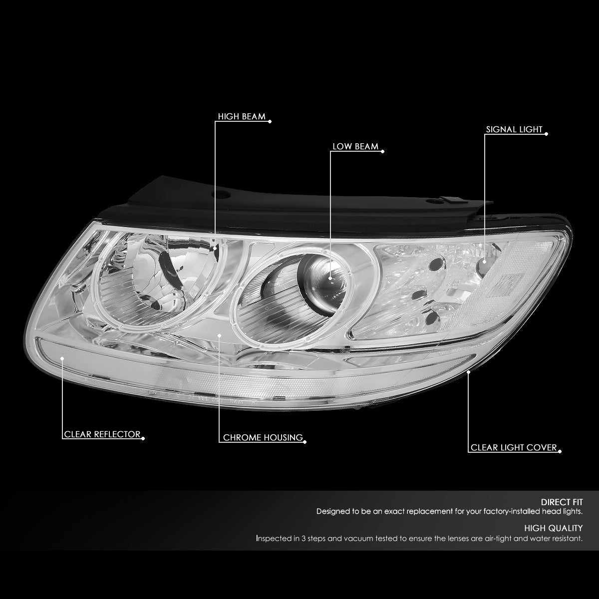 Factory Style Projector Headlights<br>07-12 Hyundai Santa Fe