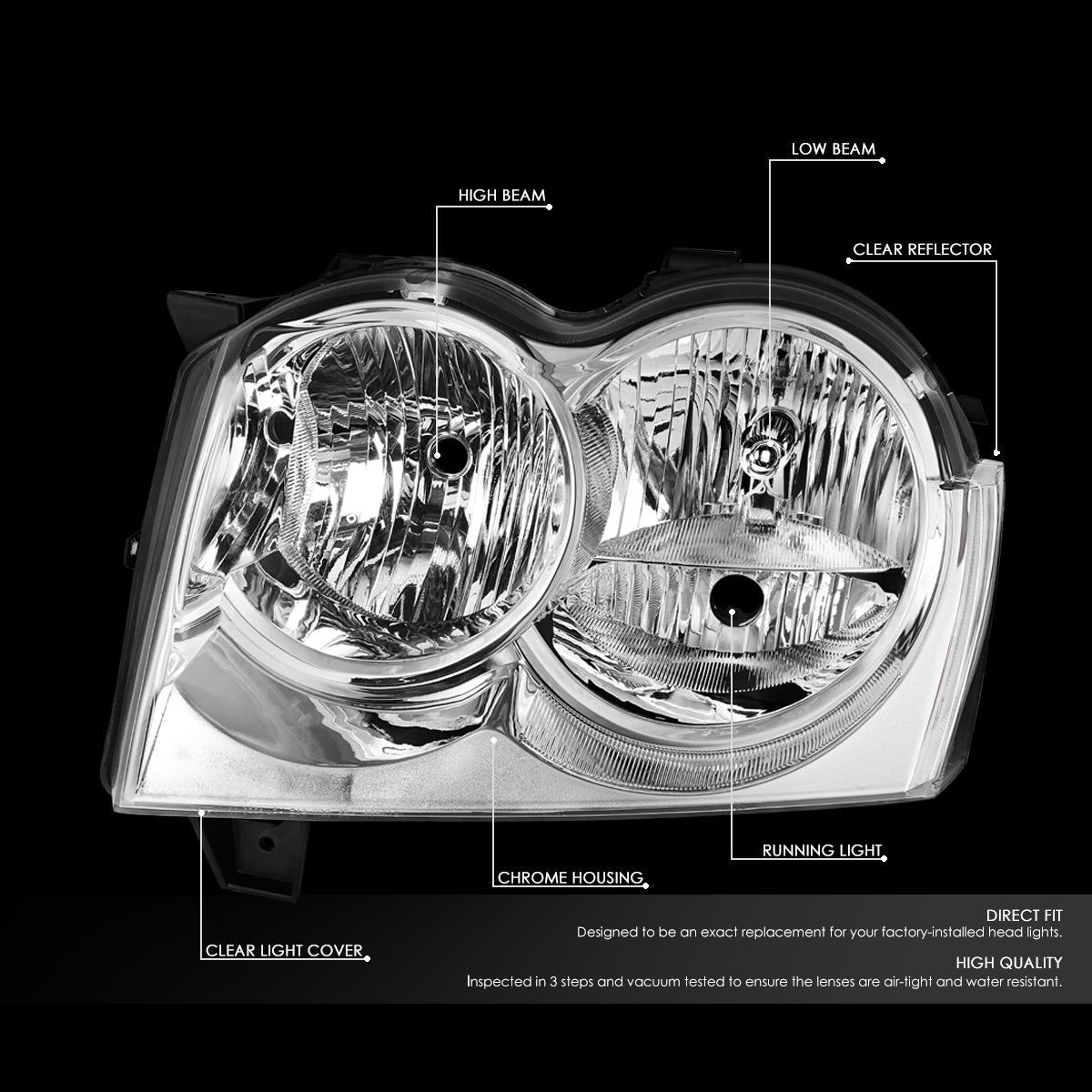 Factory Style Headlights<br>05-07 Jeep Grand Cherokee