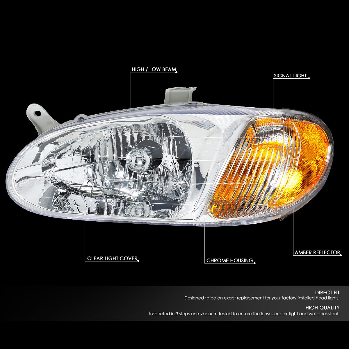 Factory Style Headlights<br>98-01 Kia Sephia