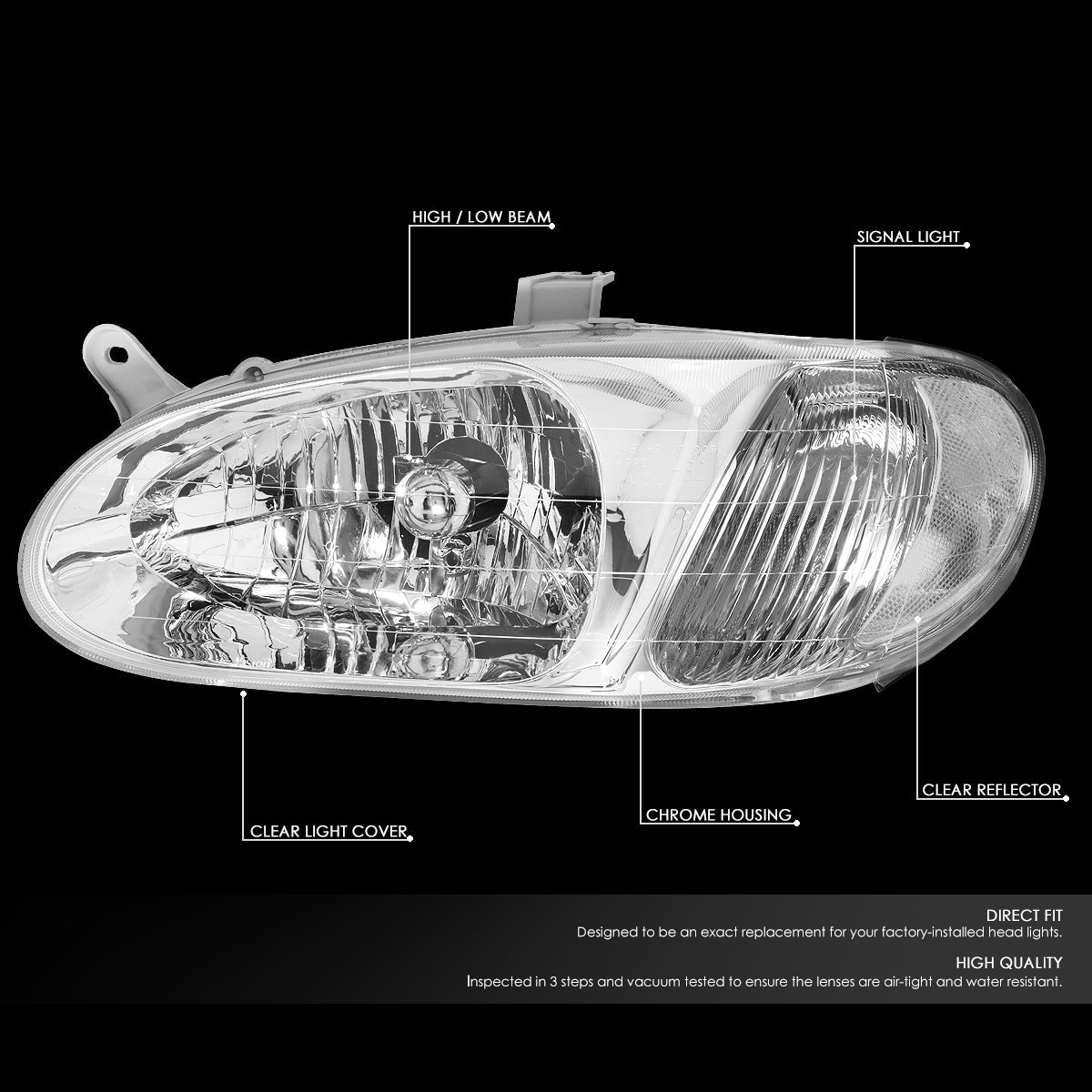 Factory Style Headlights<br>98-01 Kia Sephia