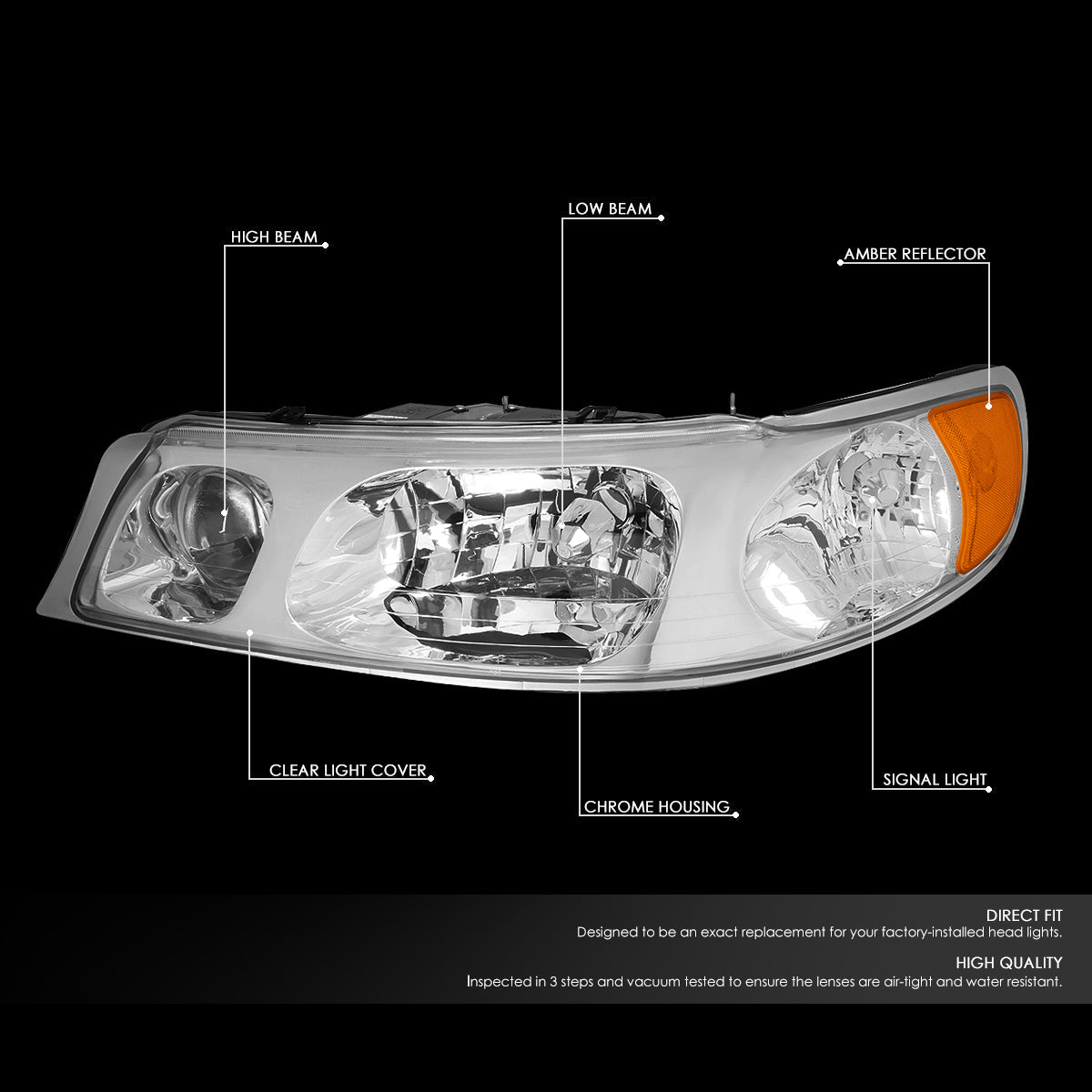 Factory Style Headlights<br>98-02 Lincoln Town Car