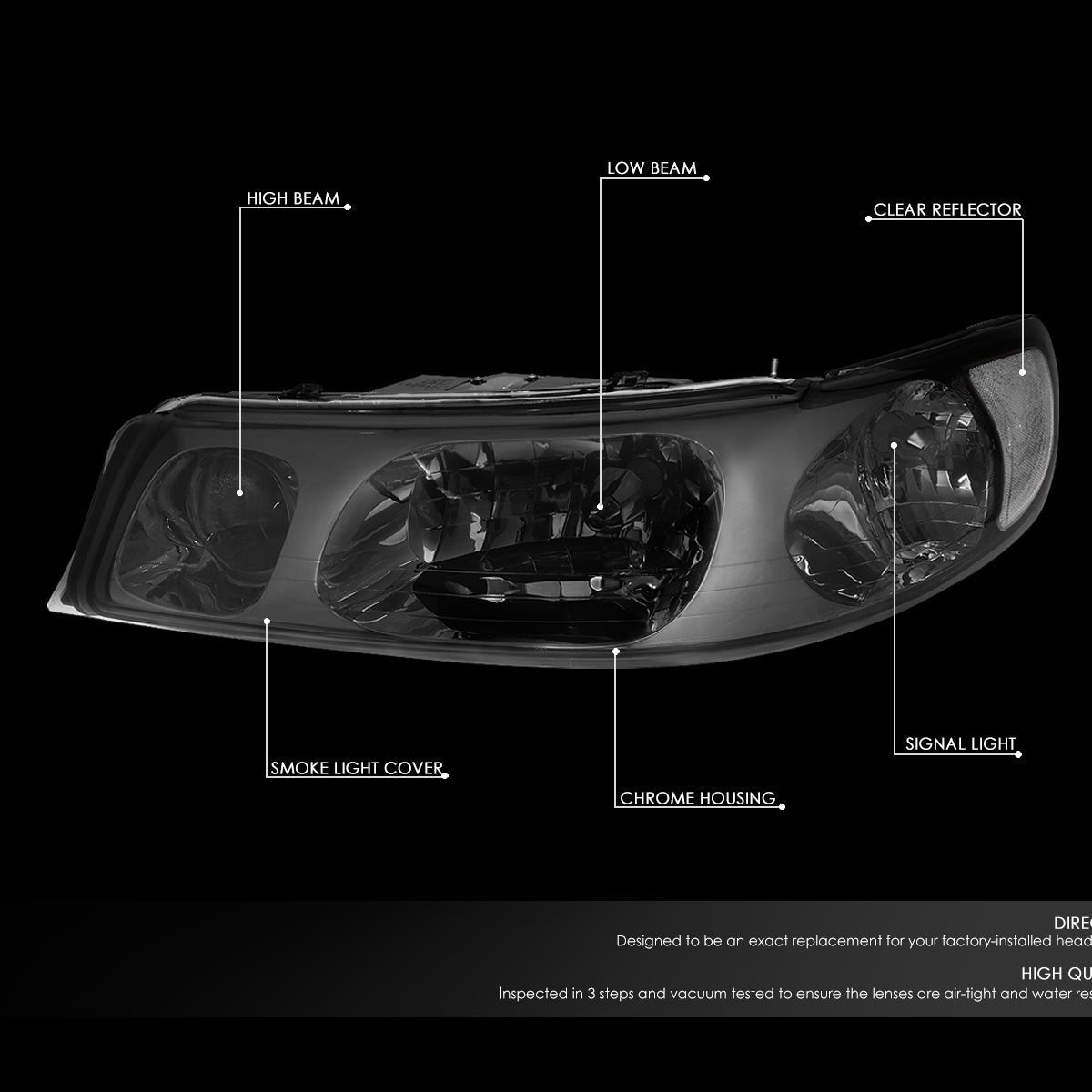 Factory Style Headlights<br>98-02 Lincoln Town Car