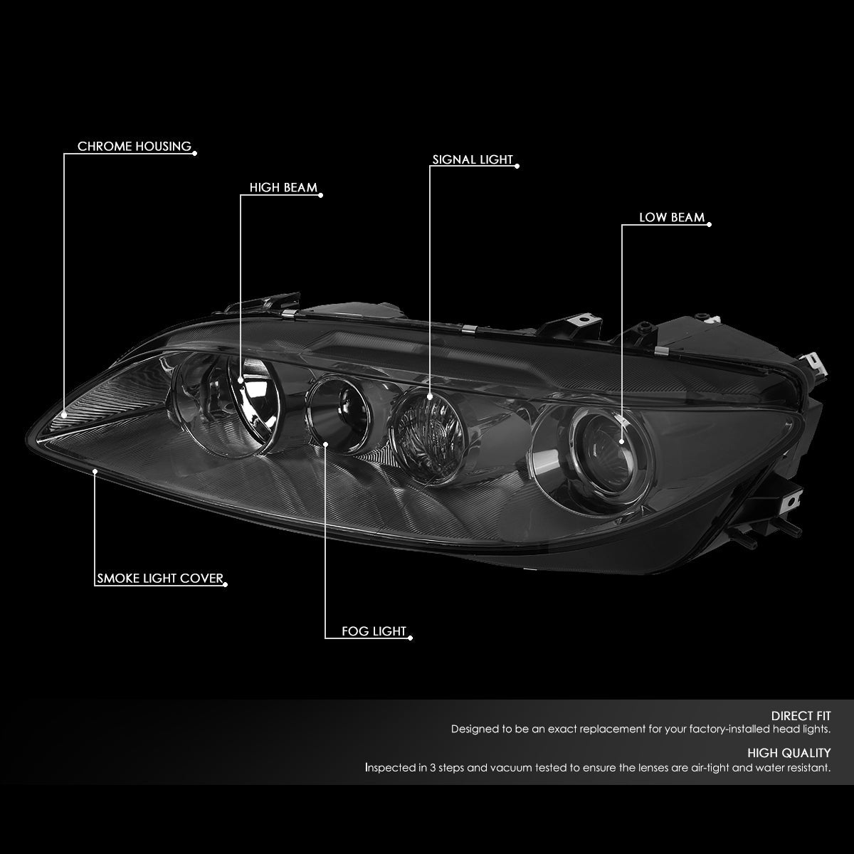 Factory Style Projector Headlights<br>03-05 Mazda 6