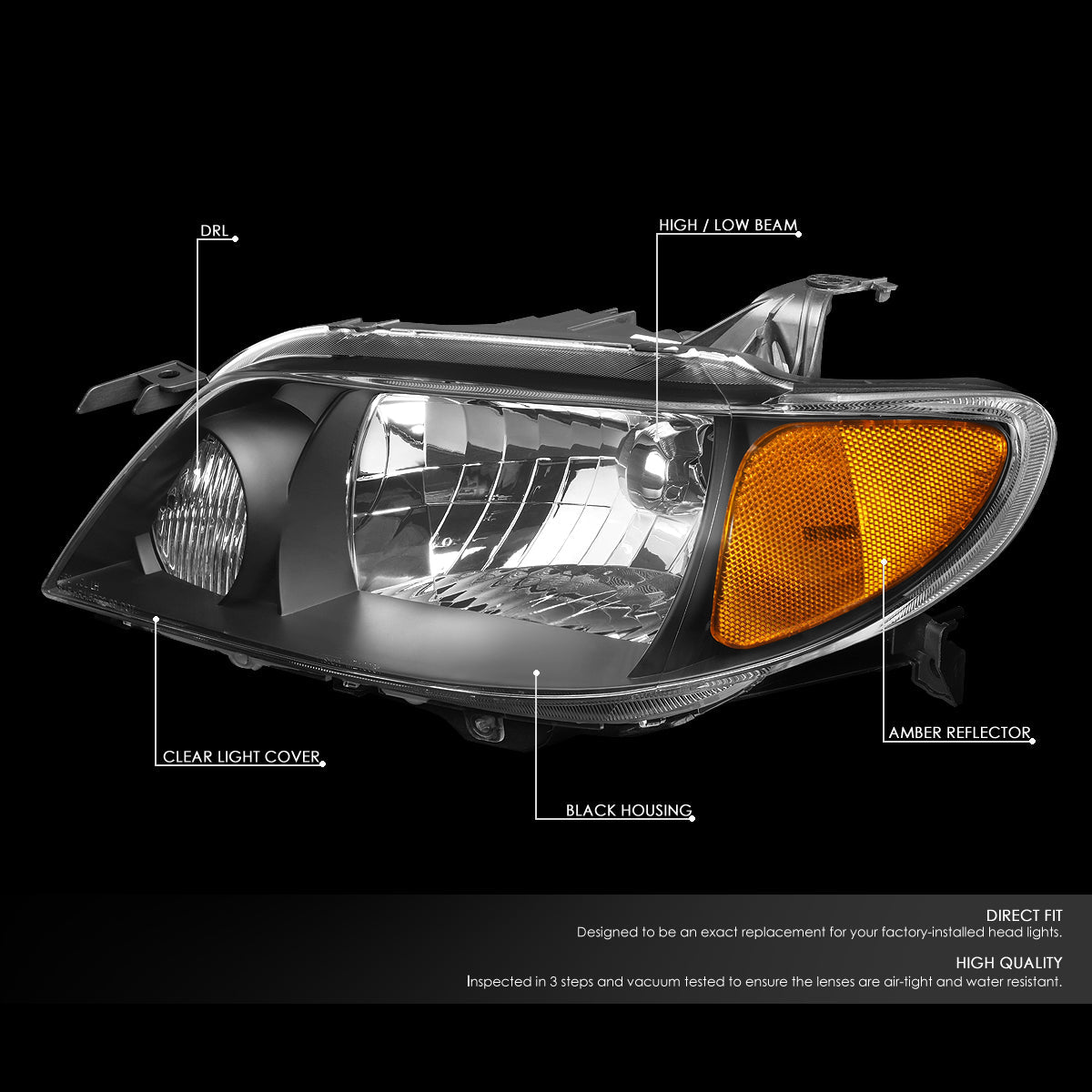 Factory Style Headlights <br>01-03 Mazda Protege