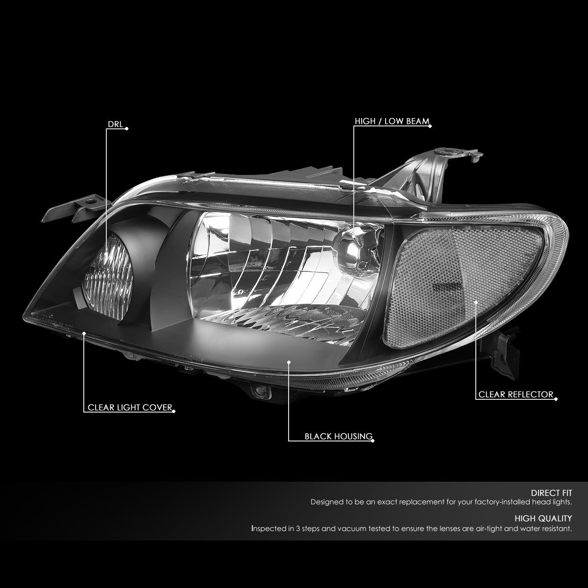 Factory Style Headlights <br>01-03 Mazda Protege