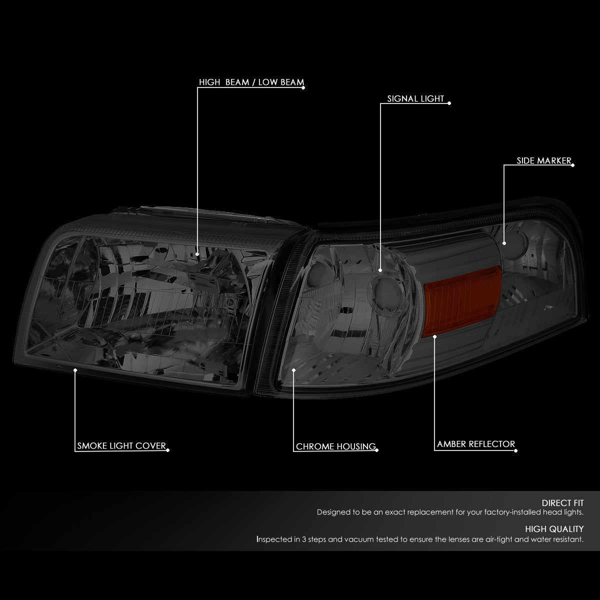 Factory Style Headlights <br>06-11 Mercury Grand Marquis