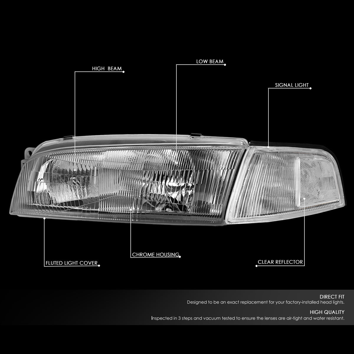 Factory Style Headlights <br>97-01 Mitsubishi Mirage Sedan