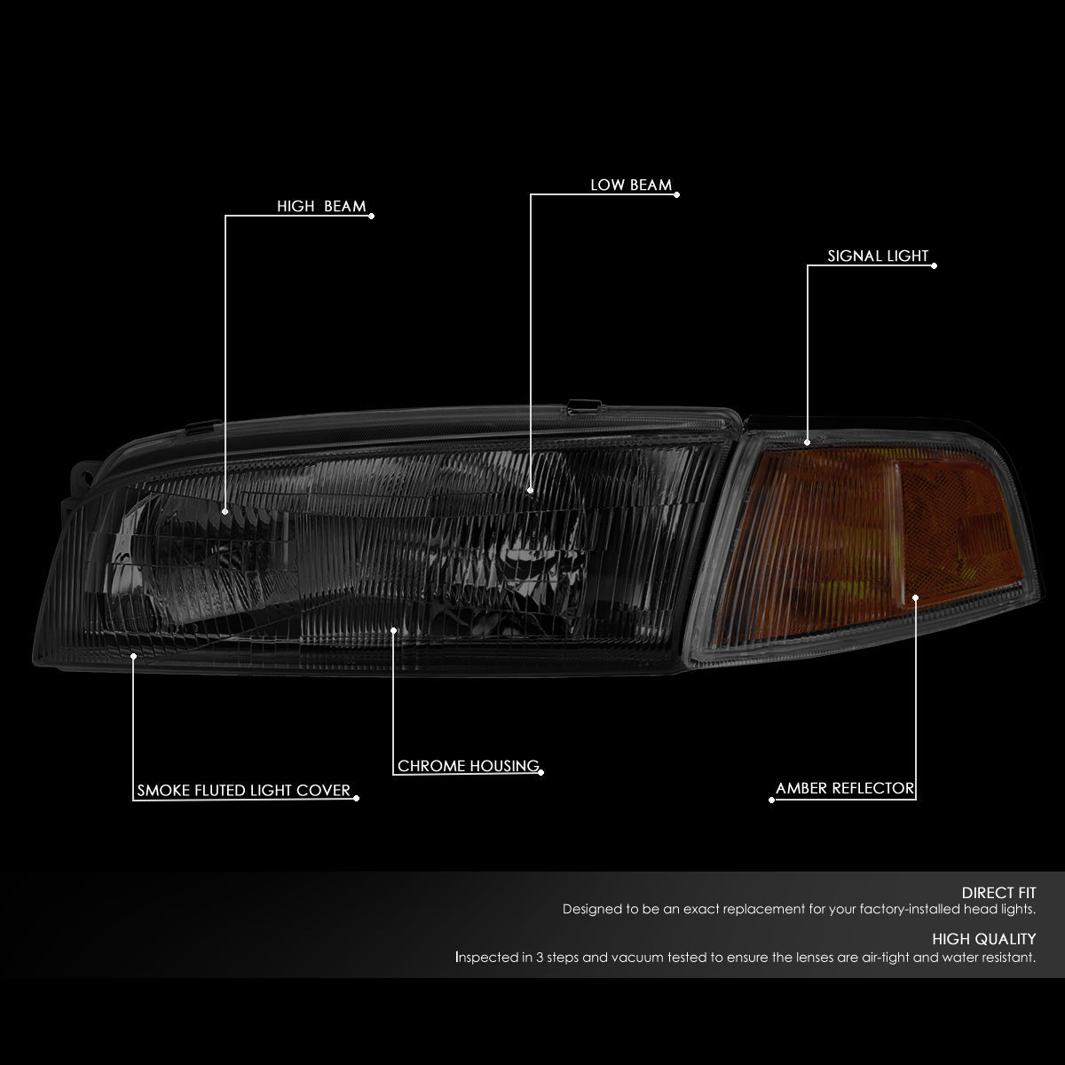 Factory Style Headlights <br>97-01 Mitsubishi Mirage Sedan