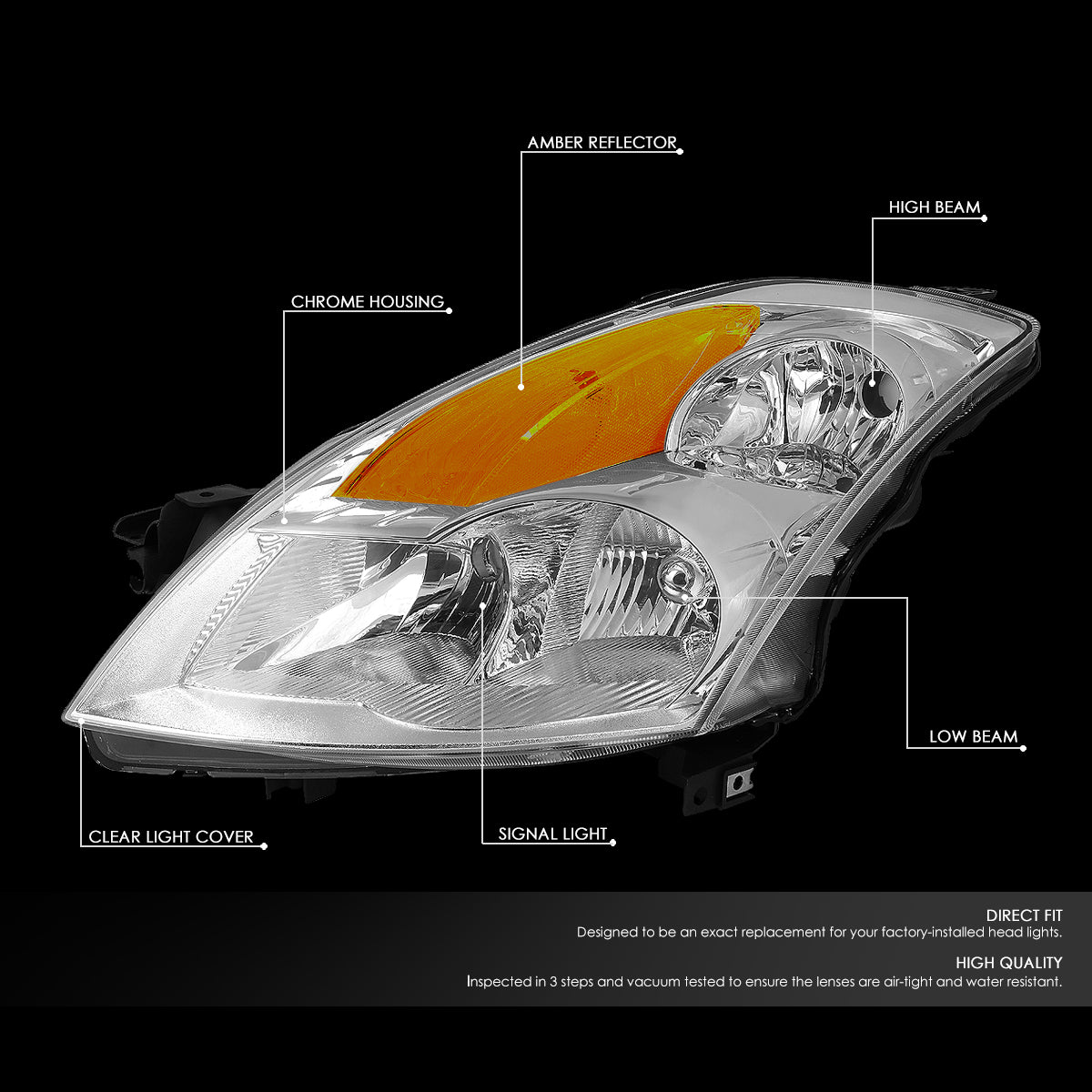 Factory Style Headlights <br>07-09 Nissan Altima Sedan