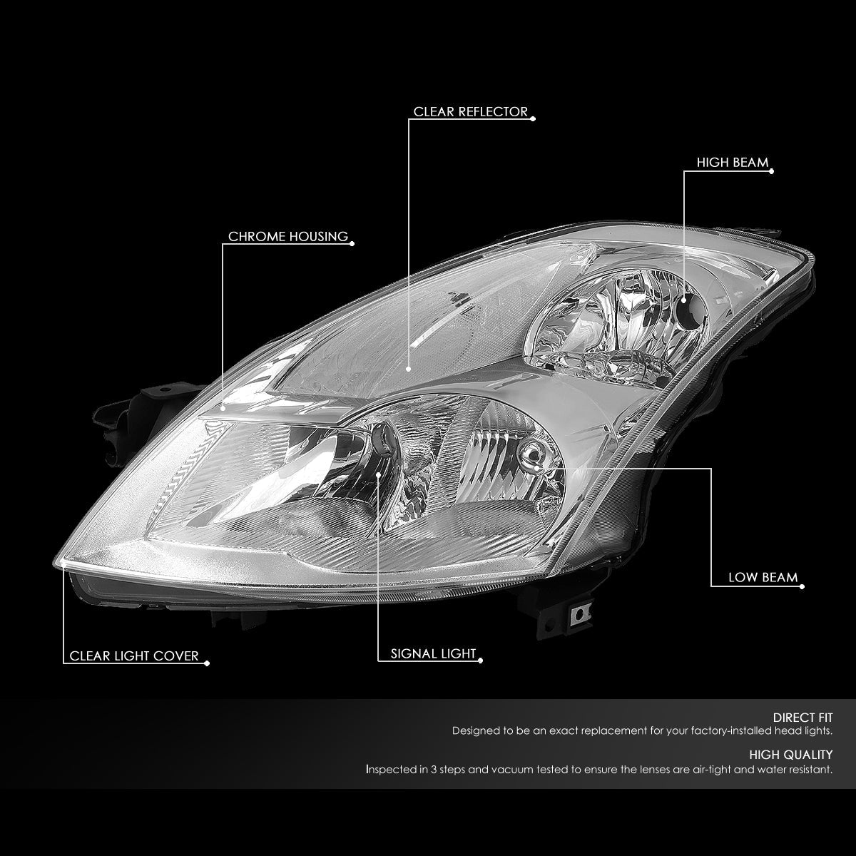 Factory Style Headlights <br>07-09 Nissan Altima Sedan