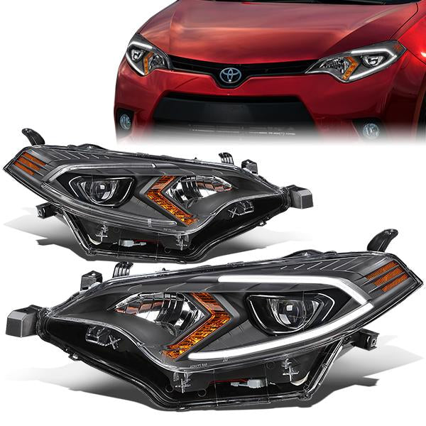 LED DRL Projector Headlights <br>14-16 Toyota Corolla Sedan