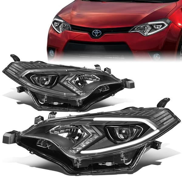 LED DRL Projector Headlights <br>14-16 Toyota Corolla Sedan