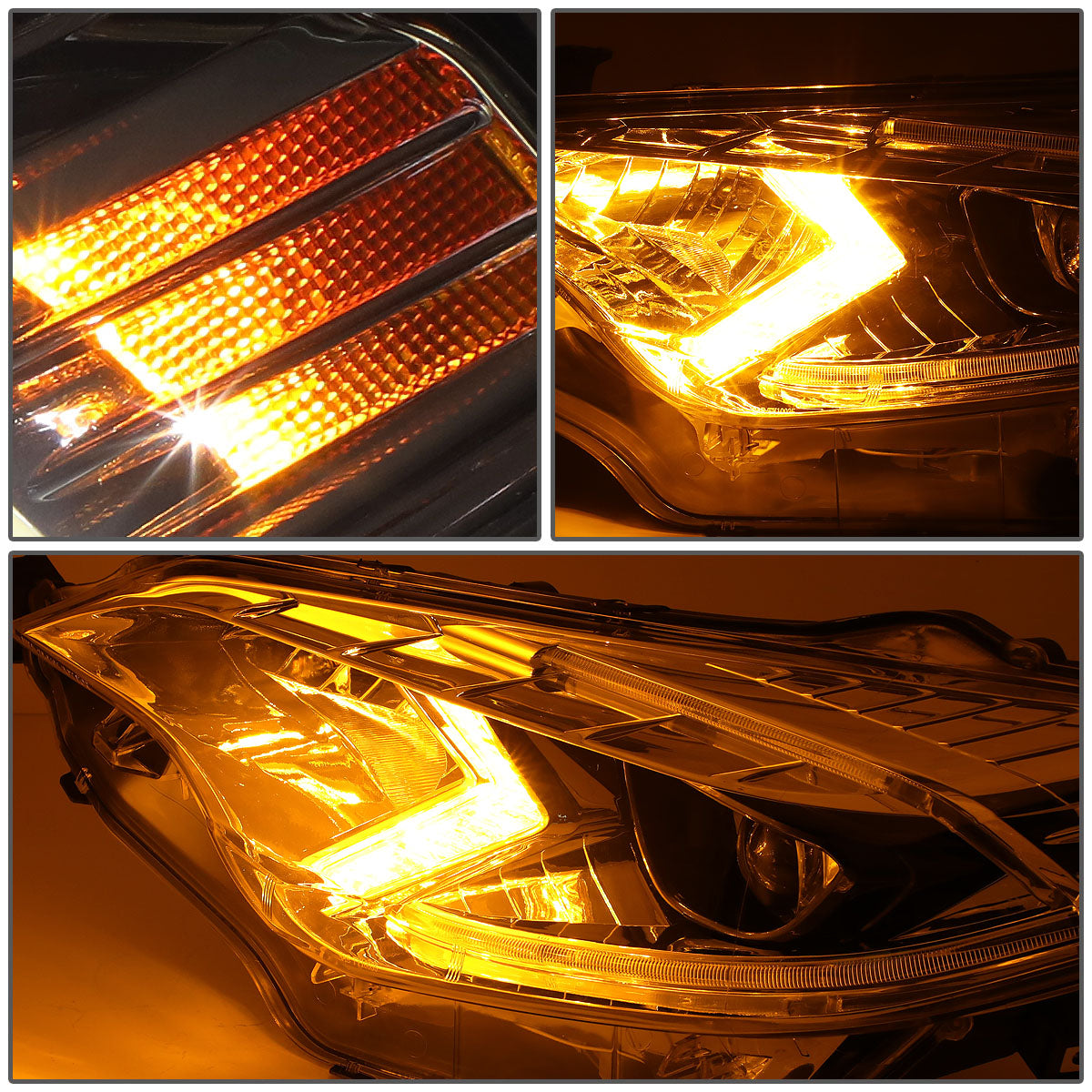 LED DRL Projector Headlights <br>14-16 Toyota Corolla Sedan