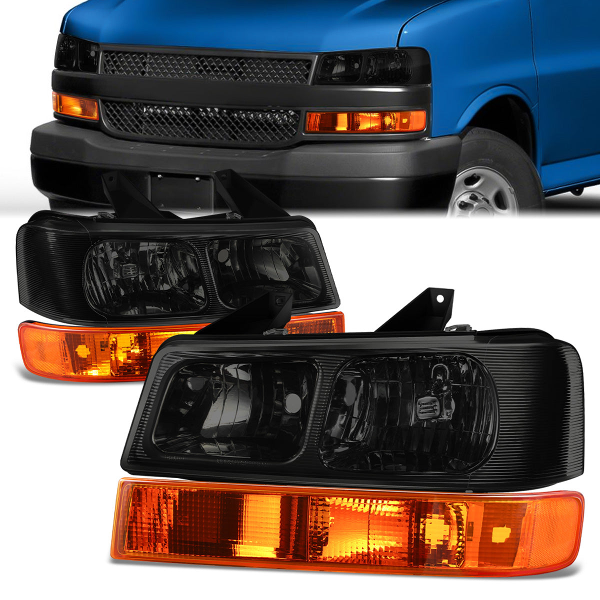 Factory Style Headlights <br>03-23 Chevrolet Express / GMC Savana 1500-4500