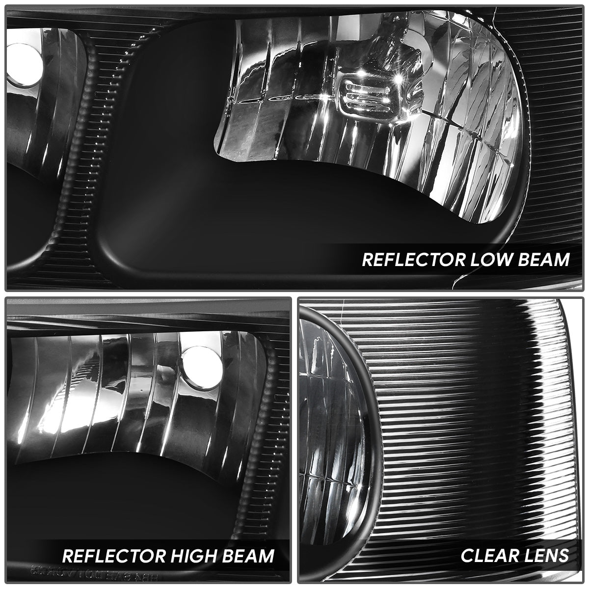 Left Factory Replacement Headlight (Black) <br>03-23 Chevy Express, GMC Savana