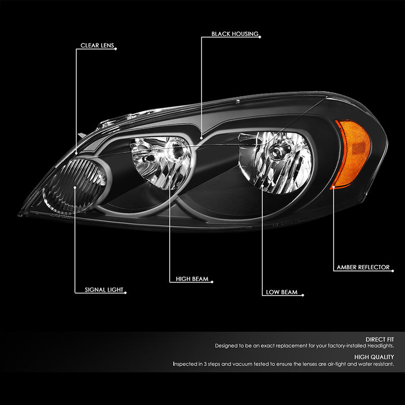 Factory Style Headlights <br>06-07 Chevy Monte Carlo, 06-13 Impala