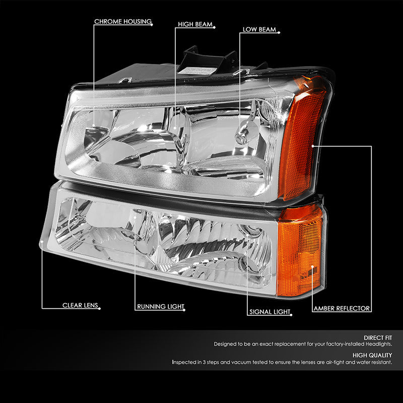 Factory Style Headlights <br>03-06 Chevy Silverado 1500 2500 HD Avalanche 3500