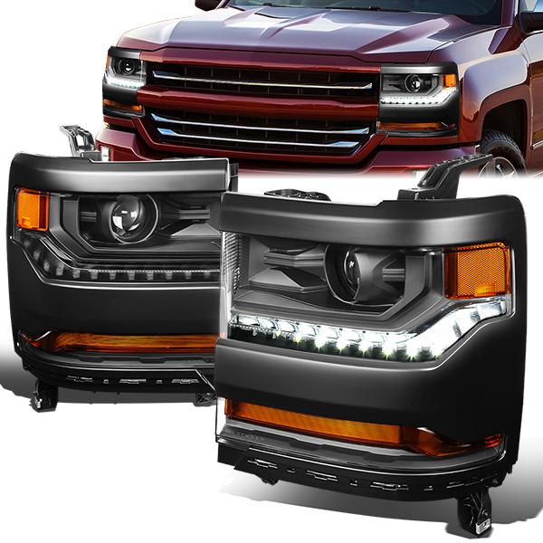 LED DRL Projector Headlights <br>16-19 Chevy Silverado 1500