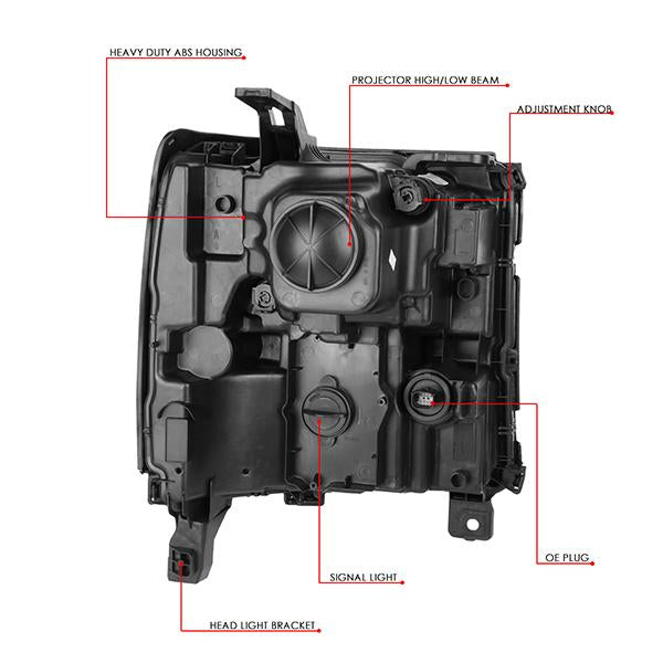 LED DRL Projector Headlights <br>16-19 Chevy Silverado 1500