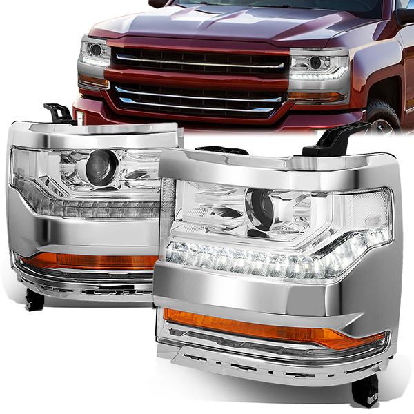 LED DRL Projector Headlights <br>16-19 Chevy Silverado 1500