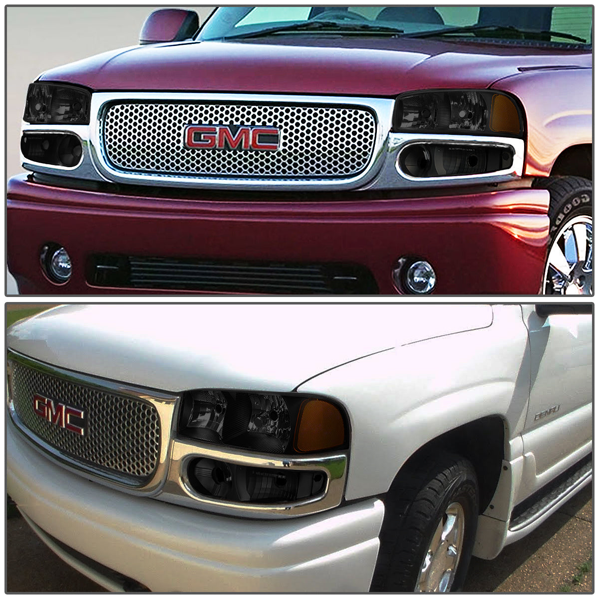 Factory Style Headlights <br>01-06 Sierra Yukon XL 1500, Denali (Smoke / Black / Amber)