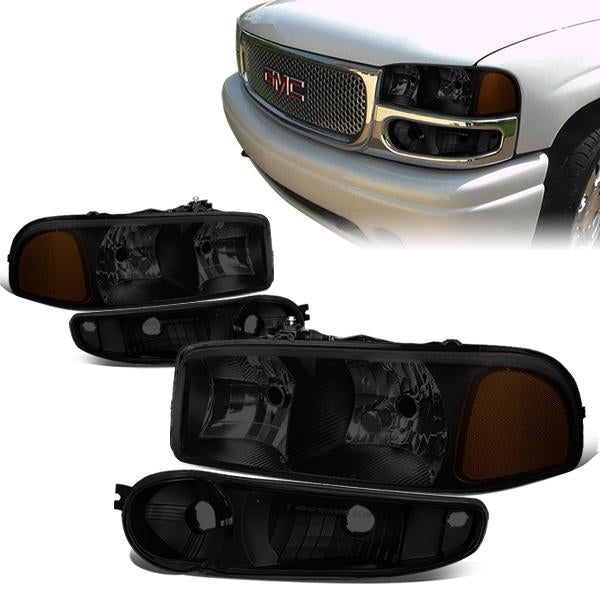 Factory Style Headlights <br>01-06 Sierra Yukon XL 1500, Denali (Smoke / Black / Amber)