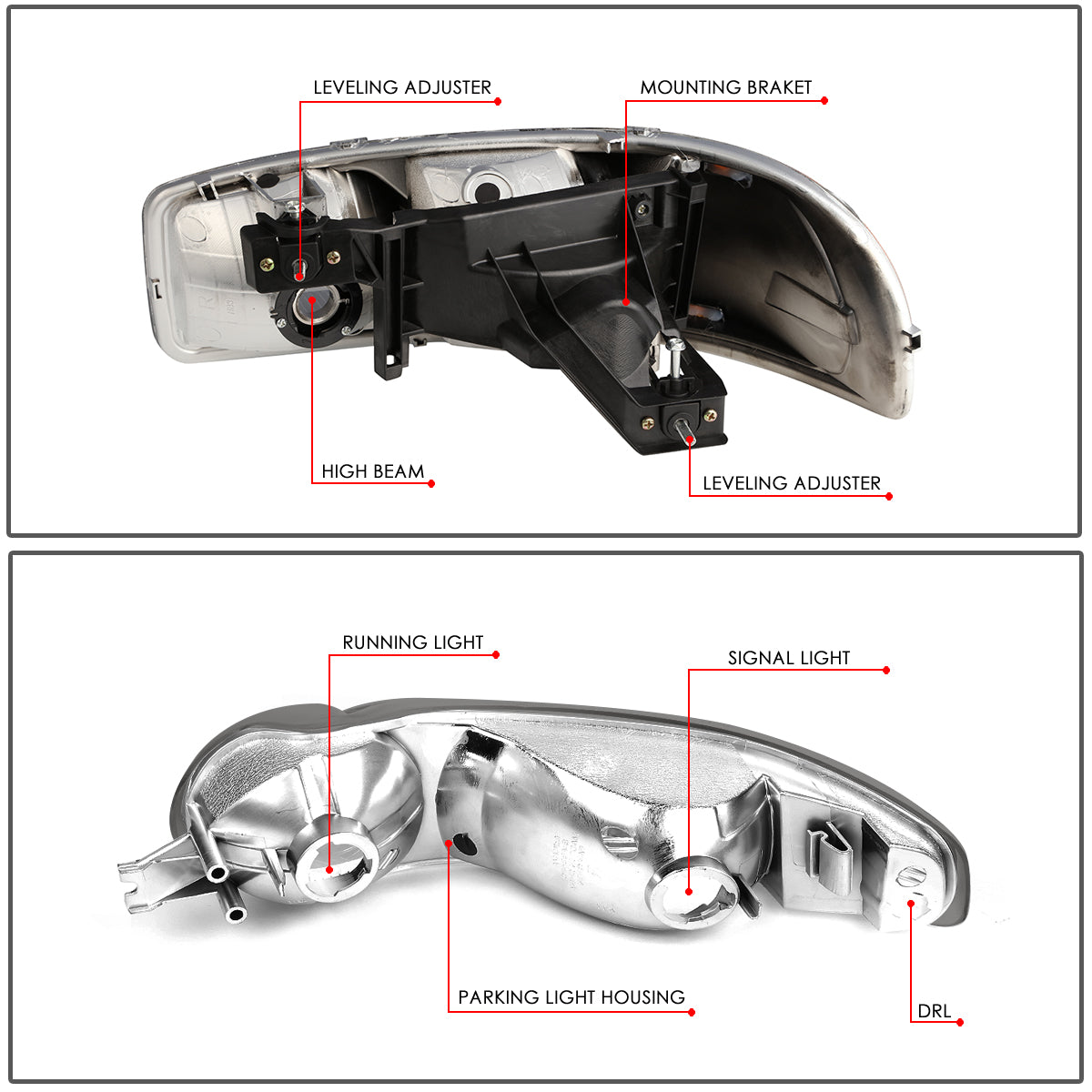 Factory Style Headlights <br>01-06 Sierra Yukon XL 1500, Denali (Smoke / Chrome / Amber))