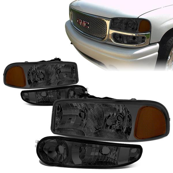 Factory Style Headlights <br>01-06 Sierra Yukon XL 1500, Denali (Smoke / Chrome / Amber))