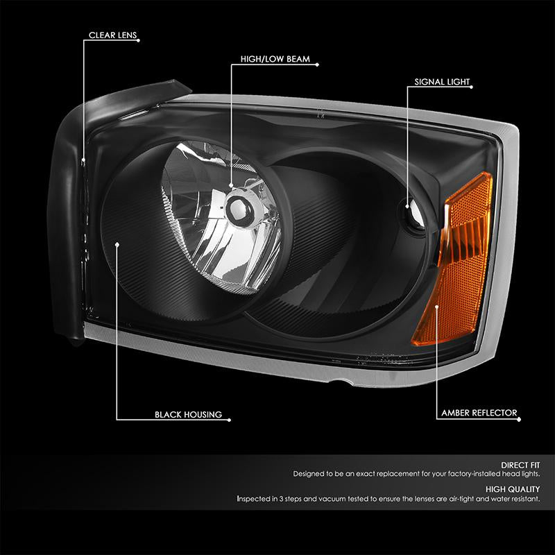 Factory Style Headlights <br>05-07 Dodge Dakota