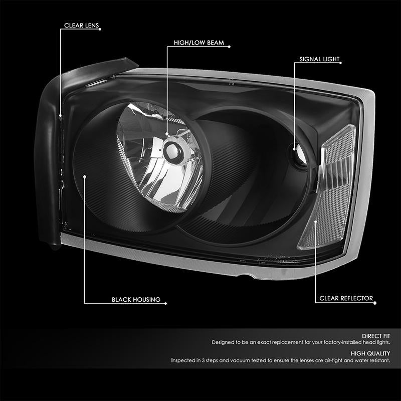 Factory Style Headlights <br>05-07 Dodge Dakota