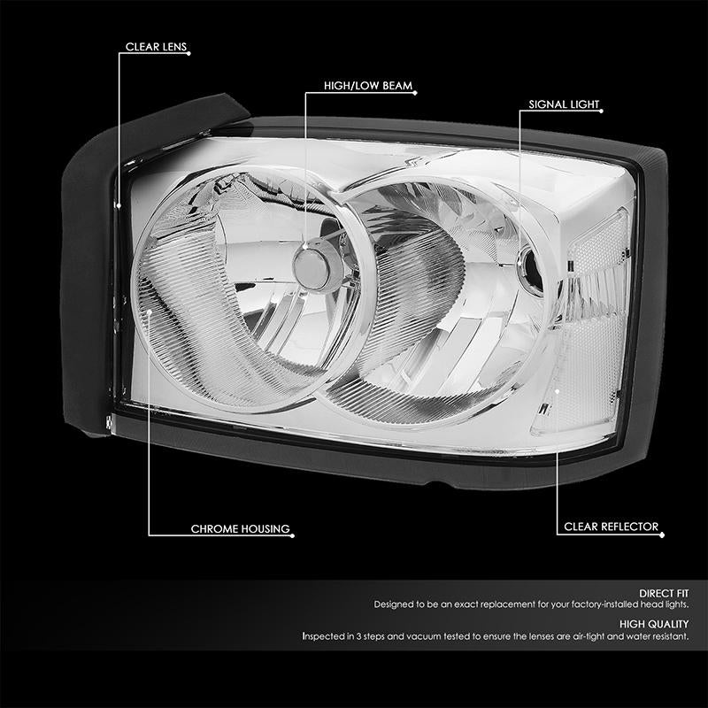 Factory Style Headlights <br>05-07 Dodge Dakota