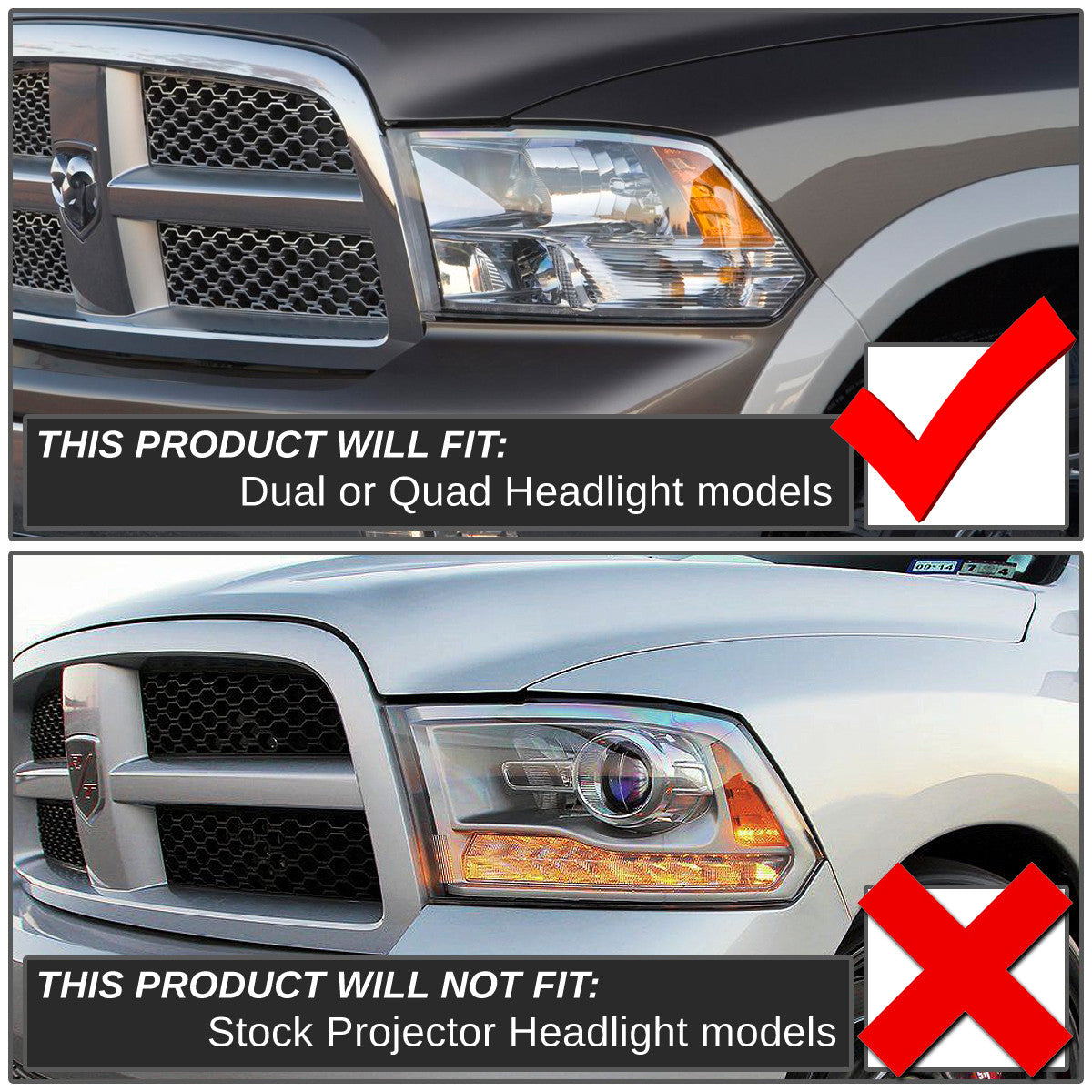 Factory Style Headlights <br>2009 Dodge Ram 1500, 10-18 Ram 1500-5500