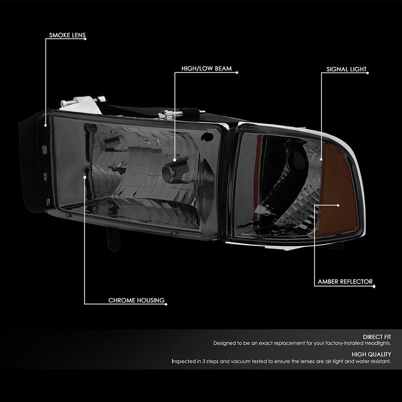Factory Style Headlights <br>94-01 Dodge Ram 1500, 94-02 2500 3500