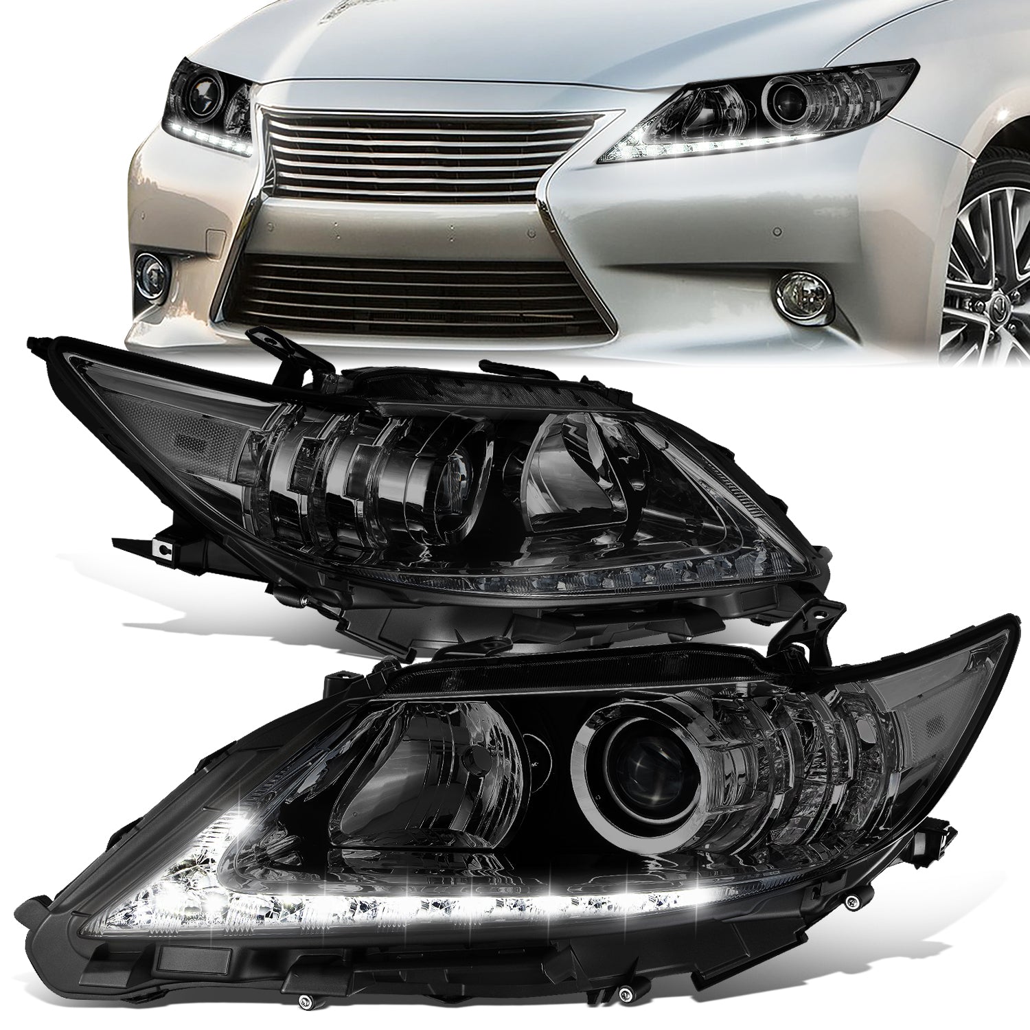 LED DRL Projector Headlights <br>13-15 Lexus ES300h, ES350