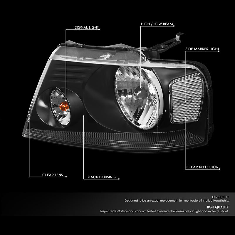 Factory Style Headlights <br>04-08 Ford F-150, 06-08 Lincoln Mark LT