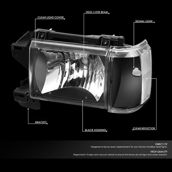 Factory Style Headlights <br>87-91 Ford F-150 F-250 F-350 Bronco