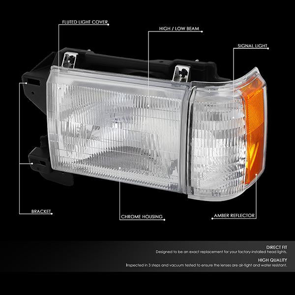 Factory Style Headlights <br>87-91 Ford F-150 F-250 F-350 Bronco