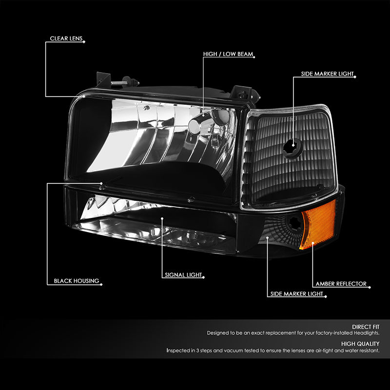 Factory Style Headlights <br>92-96 Ford F-150 F-250 F-350 Bronco