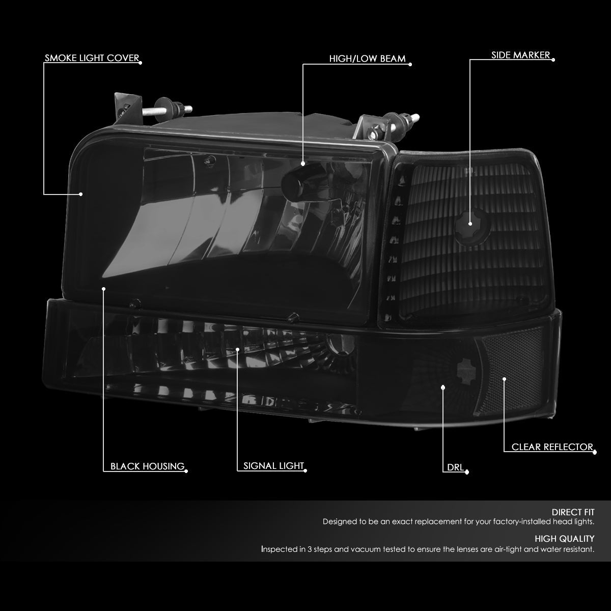 Factory Style Headlights <br>92-96 Ford F-150 F-250 F-350 Bronco