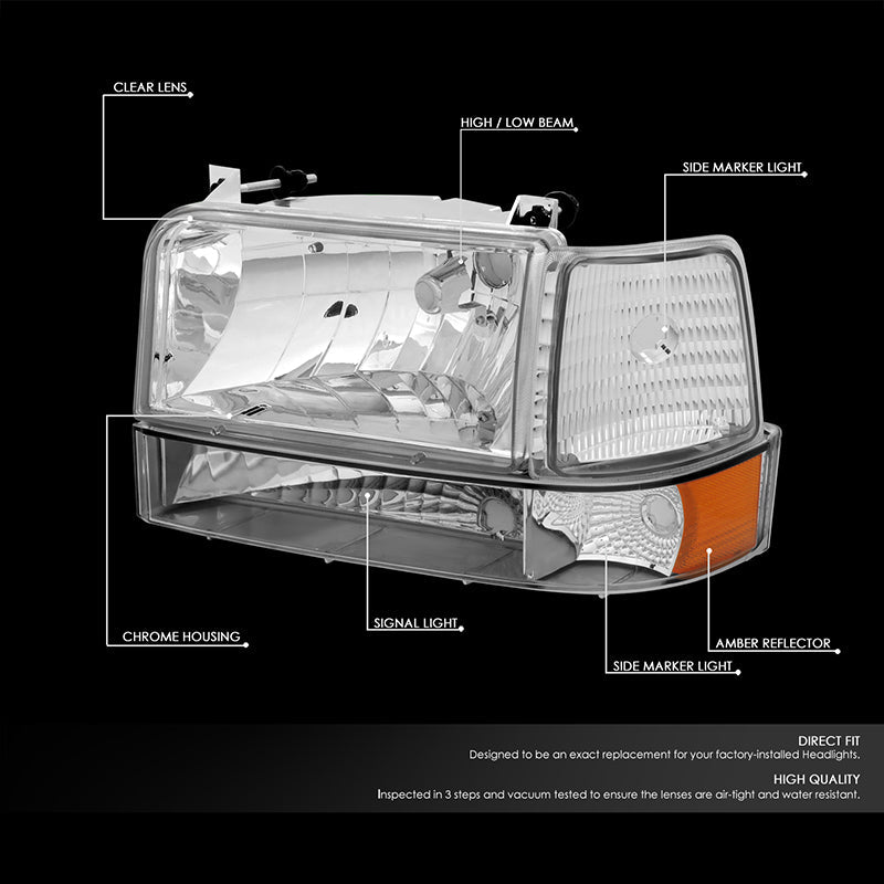 Factory Style Headlights <br>92-96 Ford F-150 F-250 F-350 Bronco