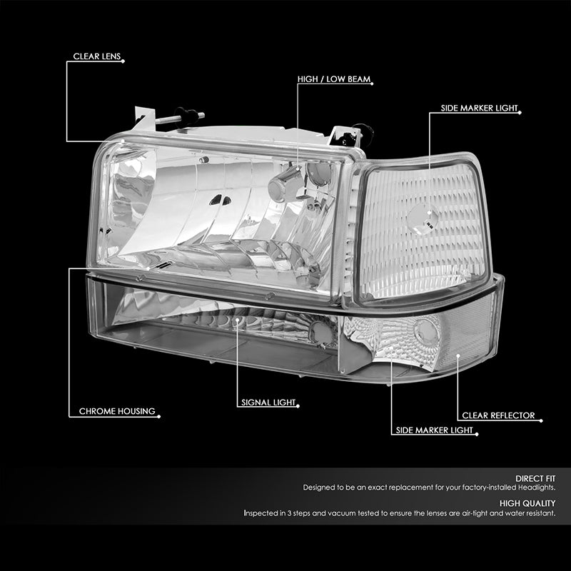 Factory Style Headlights <br>92-96 Ford F-150 F-250 F-350 Bronco