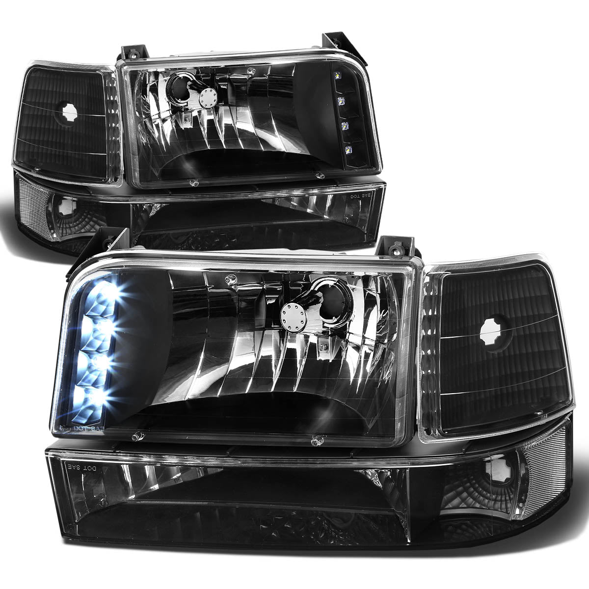 LED DRL Headlights <br>92-96 Ford F-150 F-250 F-350 Bronco