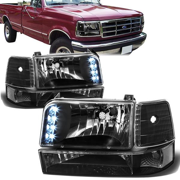 LED DRL Headlights <br>92-96 Ford F-150 F-250 F-350 Bronco