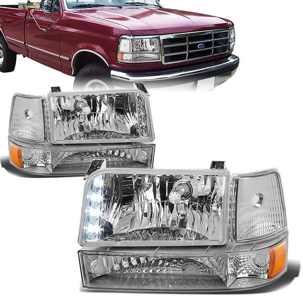 LED DRL Headlights <br>92-96 Ford F-150 F-250 F-350 Bronco